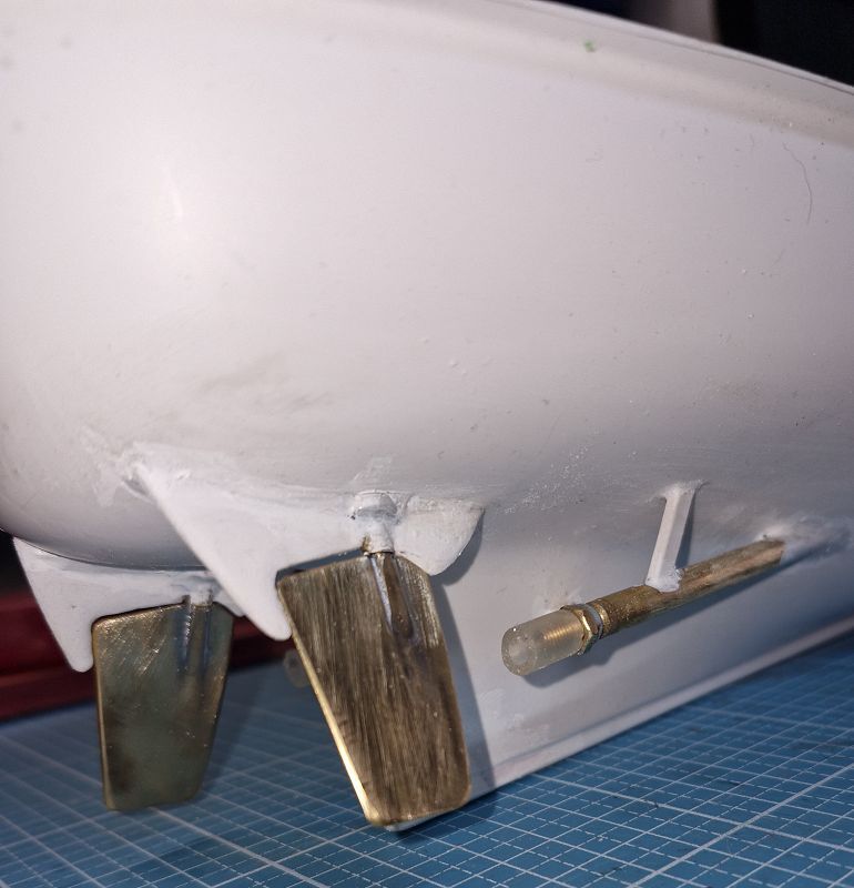 Heckansicht der Ruder und Wellenanlage