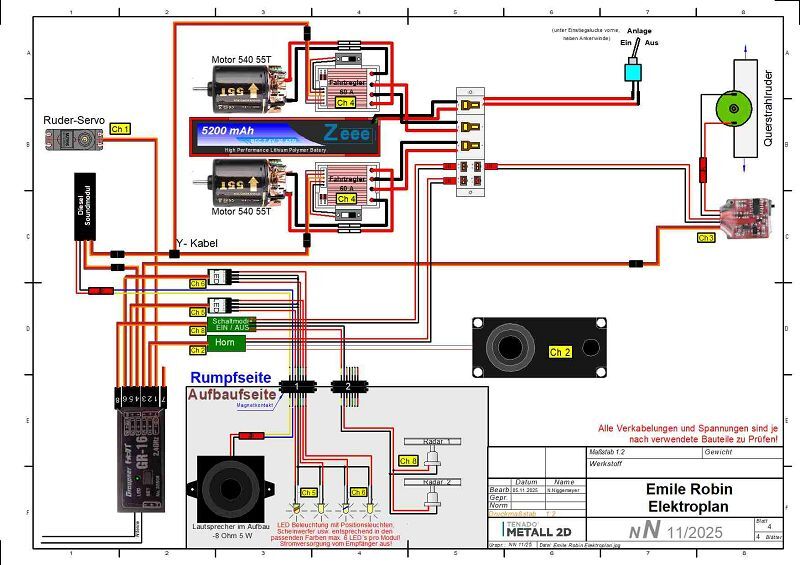 Der vorläufige Schaltplan für die Emile Robin