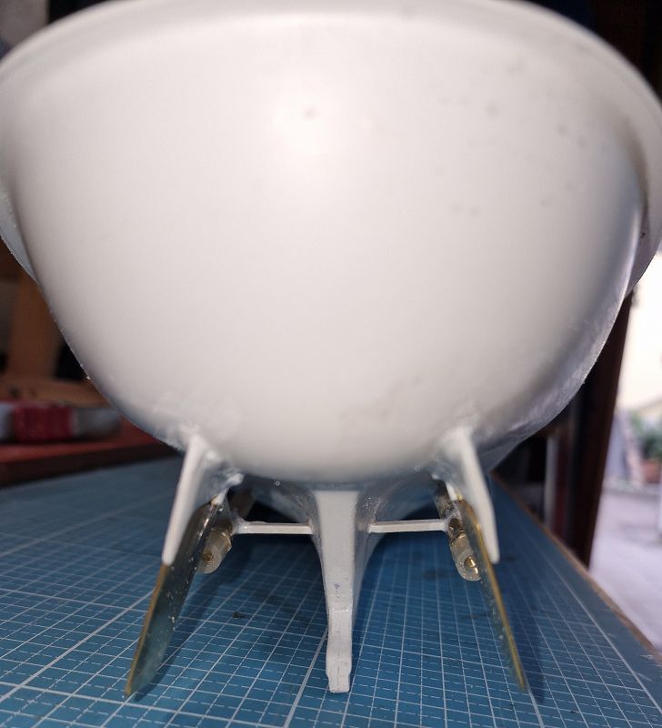 Heckansicht der Ruder und Wellenanlage